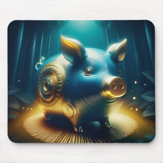 Cobalt Blue Steampunk Pig マウスパッド (正面)