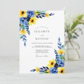 Cobalt Blue Sunny Botanical Wedding 招待状 (スタンド正面)