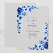 Cobalt Blue Vivid Winter Wedding 招待状 (正面/裏面)