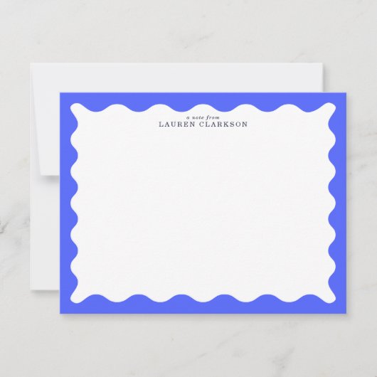 Cobalt Blue Wavy Frame Note Card 招待状 (正面)