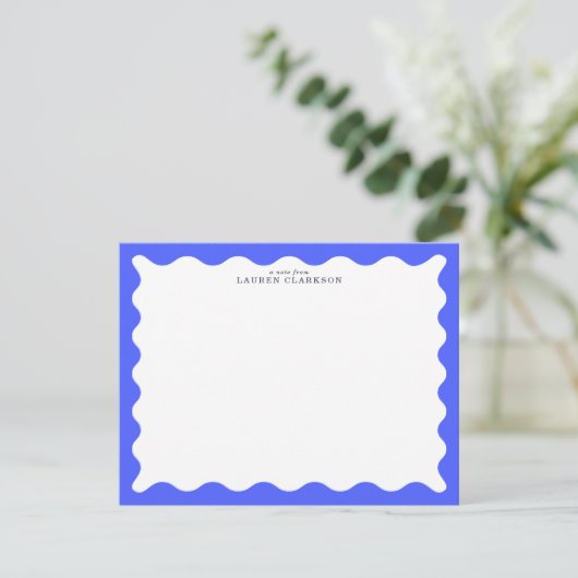 Cobalt Blue Wavy Frame Note Card 招待状 (スタンド正面)