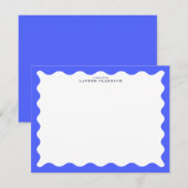 Cobalt Blue Wavy Frame Note Card 招待状 (正面/裏面)