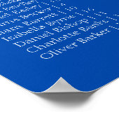 Cobalt Blue Wedding Alphabetical Seating Chart ポスター (角)