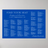 Cobalt Blue Wedding Alphabetical Seating Chart ポスター (正面)