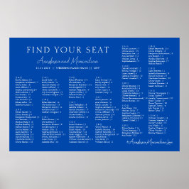 Cobalt Blue Wedding Alphabetical Seating Chart ポスター
