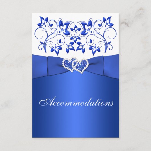 Cobalt Blue、Whiteフローラ、ハートエンクロージャカード エンクロージャーカード (正面)