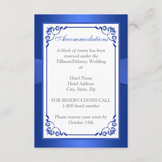 Cobalt Blue、Whiteフローラ、ハートエンクロージャカード エンクロージャーカード (裏面)