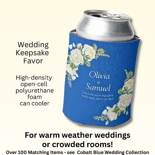 Cobalt Blue & White Roses  缶クーラー