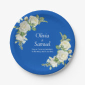 Cobalt Blue & White Roses  7" ペーパープレート (正面)