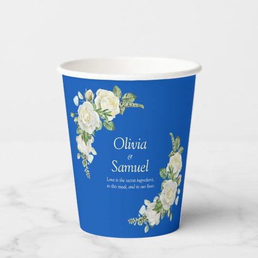 Cobalt Blue & White Roses 8oz 紙コップ (裏面)