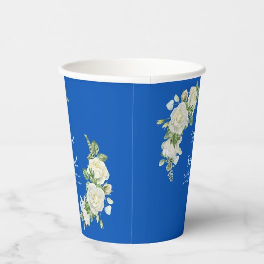 Cobalt Blue & White Roses 8oz 紙コップ (右)
