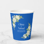 Cobalt Blue & White Roses 8oz 紙コップ (正面)