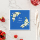 Cobalt Blue & White Roses  Cocktail  スタンダードカクテルナプキン (インサイチュ)
