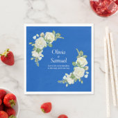 Cobalt Blue & White Roses Luncheon スタンダードランチョンナプキン (インサイチュ)