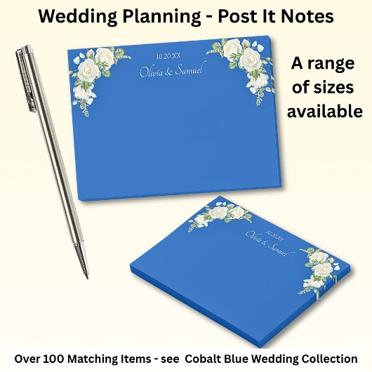 Cobalt Blue & White Roses Wedding Suite ポストイット