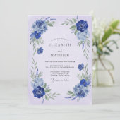 Cobalt Botanical Flourish Wedding 招待状 (スタンド正面)