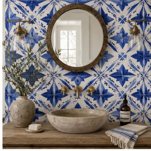Cobalt Breeze Hand-Painted Blue Mediterranean タイル