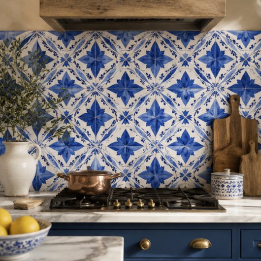 Cobalt Breeze Hand-Painted Blue Mediterranean タイル