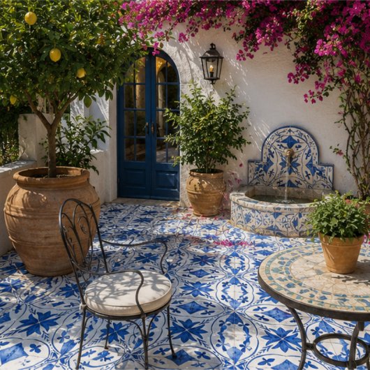 Cobalt Breeze Hand-Painted Blue Mediterranean タイル