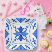 Cobalt Breeze Hand-Painted Blue Mediterranean ペーパープレート (パーティー)