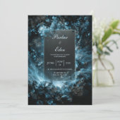 Cobalt Crystal Nebula Glowing Frame Wedding 招待状 (スタンド正面)