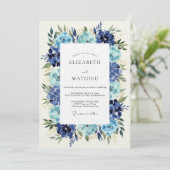 Cobalt Floral Lush Romance Wedding 招待状 (スタンド正面)