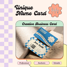 Cobalt Groovy Editable Business Card for Studio 名刺