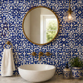 Cobalt Heritage Classic Blue and White Geometric タイル