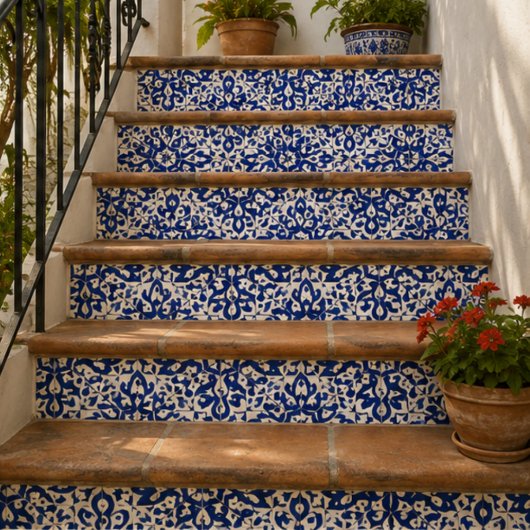 Cobalt Heritage Classic Blue and White Geometric タイル