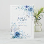 Cobalt Indigo Rose Romantic Botanical Frame 招待状 (スタンド正面)