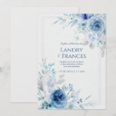 Cobalt Indigo Rose Romantic Botanical Frame 招待状 (正面/裏面)