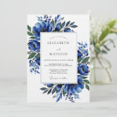 Cobalt Lush Blossom Wedding 招待状 (スタンド正面)