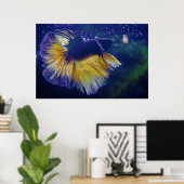 Cobalt Male Betta Premiumポスター ポスター (ホームオフィス)