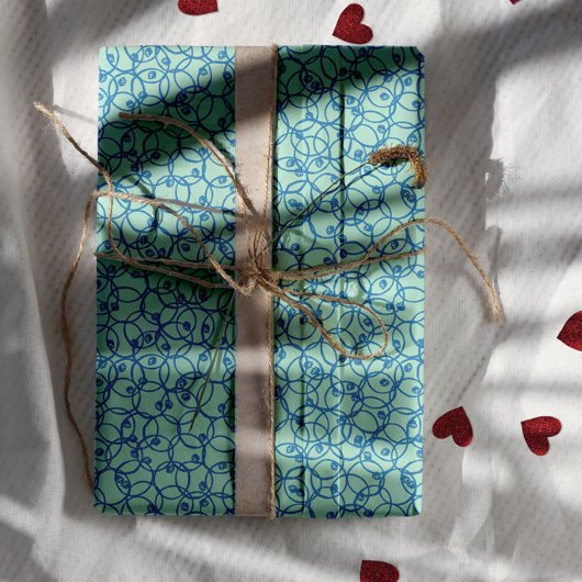 Cobalt Scribble Rings – minimal modern Pattern ラッピングペーパーシート