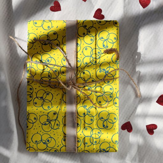 Cobalt Scribble Rings – modern Pattern ラッピングペーパーシート