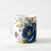 Cobalt White Flowers コーヒーマグカップ (正面左)