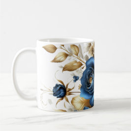 Cobalt White Flowers コーヒーマグカップ