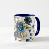 Cobalt White Flowers マグカップ (正面右)