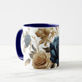 Cobalt White Flowers マグカップ (正面左)