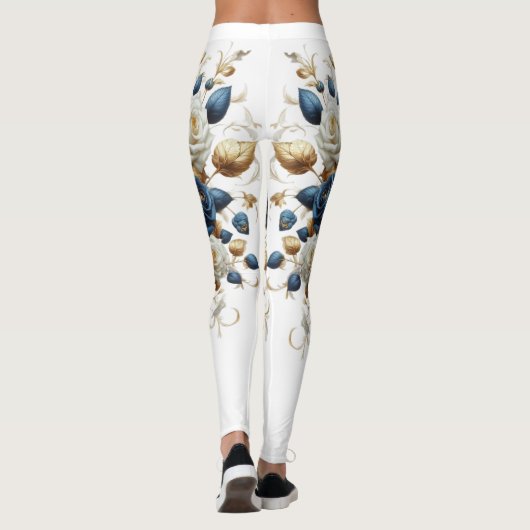 Cobalt White Flowers United レギンス (裏面)