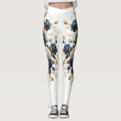 Cobalt White Flowers United レギンス (正面)
