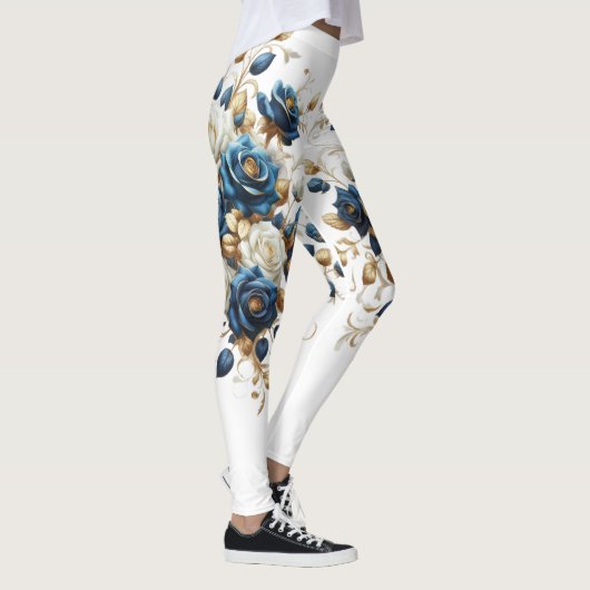 Cobalt White Flowers United レギンス (右)