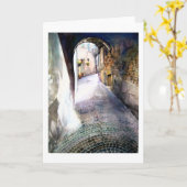 Cobblestone Corridor Greeting Card 5" x 7" カード (黄色い花)