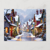 Cobblestone Street  Village Personalized Christmas シーズンポストカード (正面)