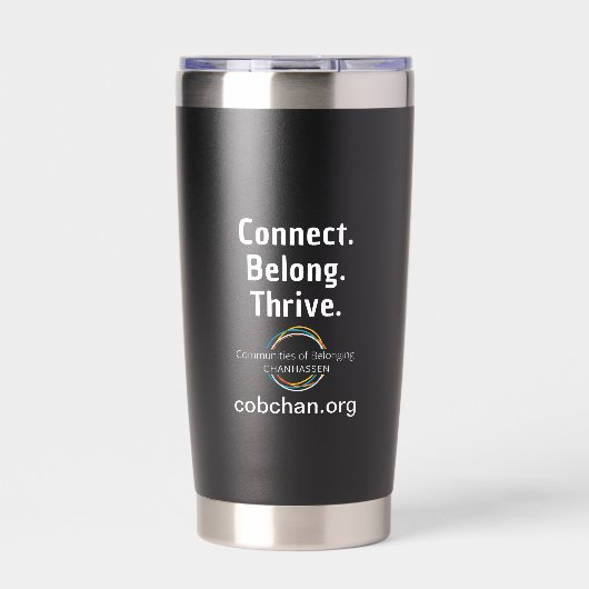 CoBC Tumbler (白い文字) - Connect Belong Thrive 保温保冷タンブラー (正面)