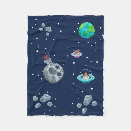 Cobertor De Velo Space themed blanket. フリースブランケット (正面)