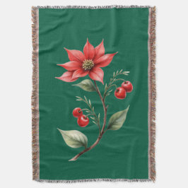 Cobertor  Natal verde e Flores Vermelhas スローブランケット