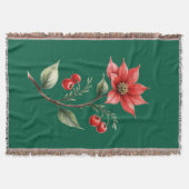 Cobertor Natal verde e Flores Vermelhas スローブランケット (正面)