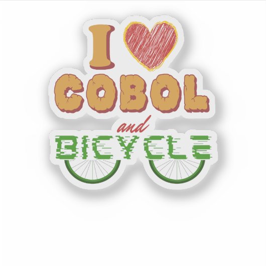 COBOLプログラミングと自転車ステッカーが好き シール (正面)