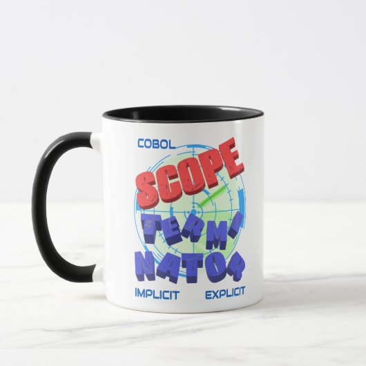 COBOLプログラミングのスコープ終端子 マグカップ (左)